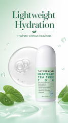NATUREKIND Heartleaf Tea Tree Tok Acne Treatment Soothing Toner Serum Centella Asiatica Korean Facial Skincare for Pore Control Calming Nourishing. 50ml 1.69 fl. oz.