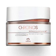Natura - Chronos Revitalization and Filling 60+ Face Cream - Anti-Signs of Aging Moisturizer with Caseria Extract Correcting Wrinkles Stimulating Hyaluronic Acid Production - Vegan Skincare - 40g