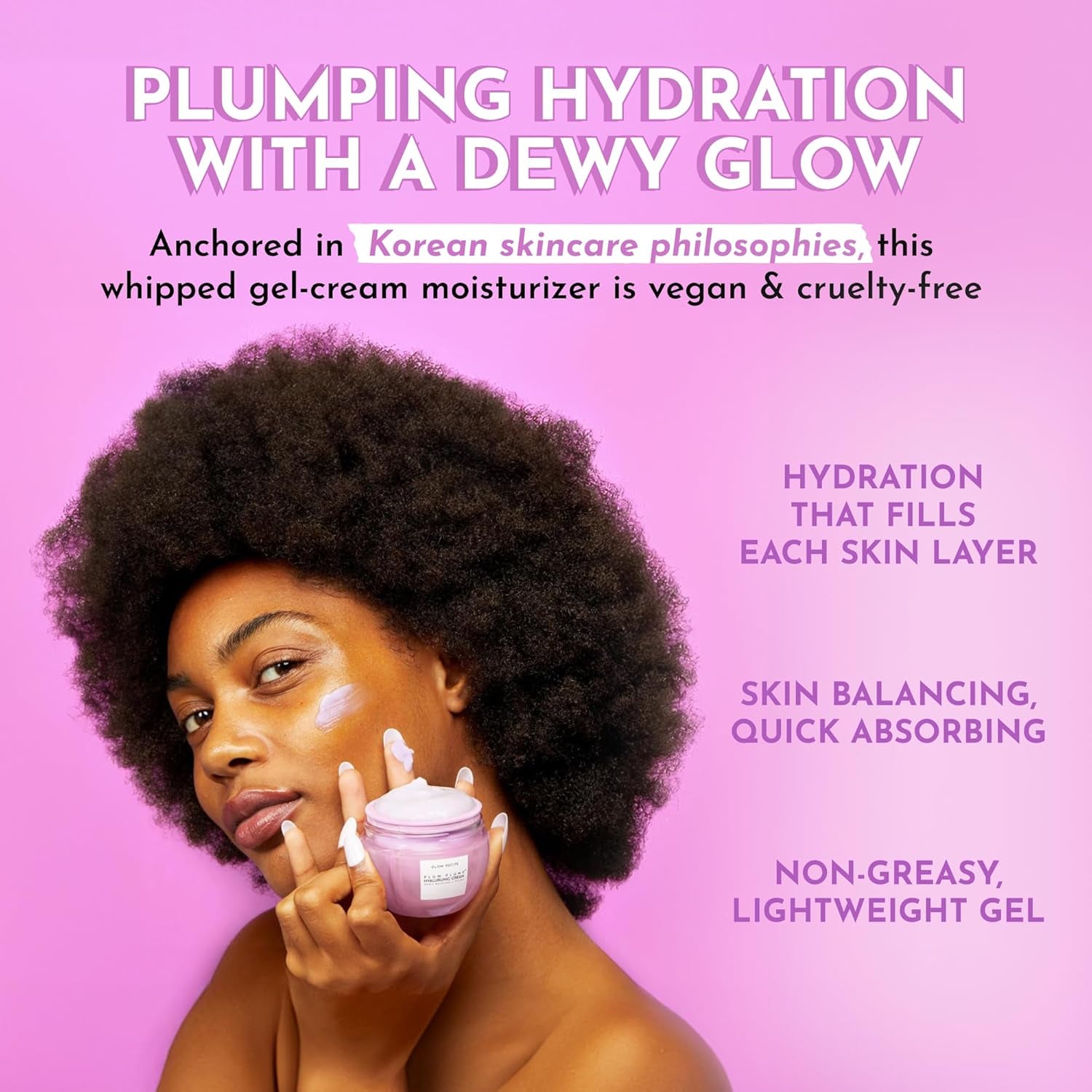 Plum Plump Hyaluronic Acid Face Cream Moisturizer, Travel Size, Korean Moisturizer for Dry Skin, Plumping + Firming Hydration, Polyglutamic Acid + Peptides (20Ml)