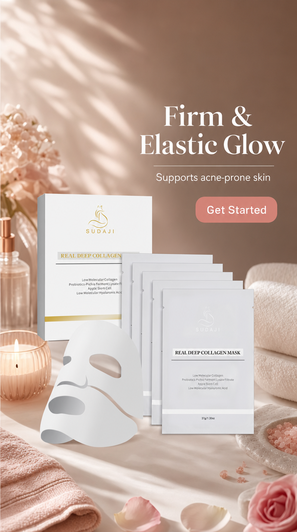 SUDAJI Real Deep Collagen Mask (37g*5ea) Bio Collagen Face Mask with Probiotics Overnight Hydrogel Mask for Elasticity Firming and Moisturizing