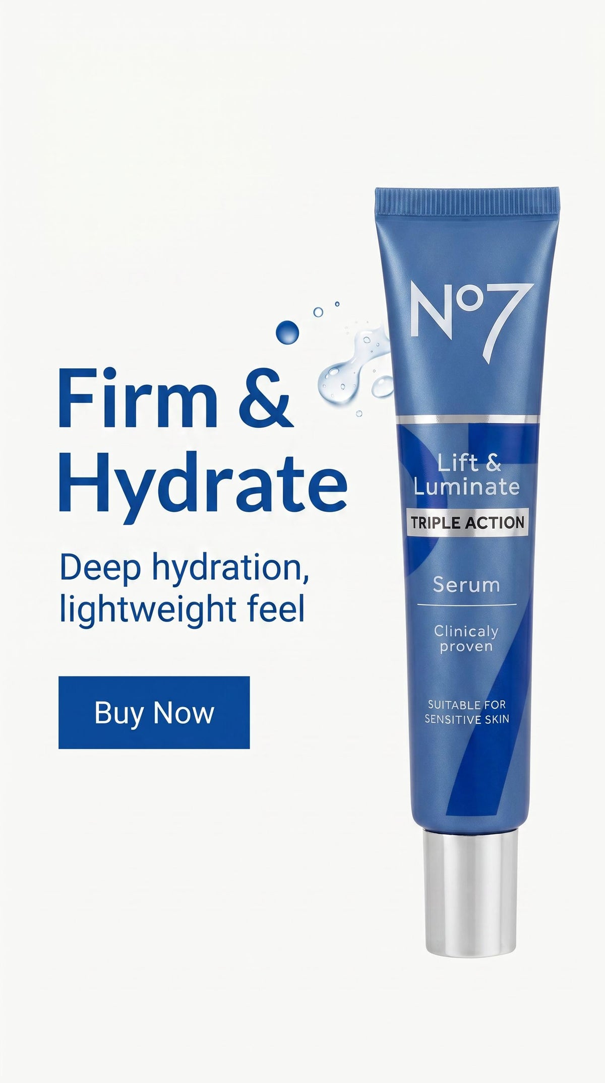 No7 Lift & Luminate Triple Action Face Serum - Collagen Peptide Anti-Wrinkle Serum + Brightening Emblica & Vitamin C Face Serum + Pro Retinol Skin Firming Hyaluronic Acid & Hibiscus (30ml)