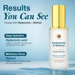 Hyaluronic Acid Serum for Face with Retinol - Dermatologist Tested, anti Aging Korean Skin Care - Deep Hydration, Skin Firming, Wrinkle Support - Vegan, Clean Beauty - 1.69 Fl Oz