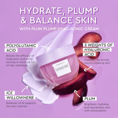 Plum Plump Hyaluronic Acid Face Cream Moisturizer, Travel Size, Korean Moisturizer for Dry Skin, Plumping + Firming Hydration, Polyglutamic Acid + Peptides (20Ml)